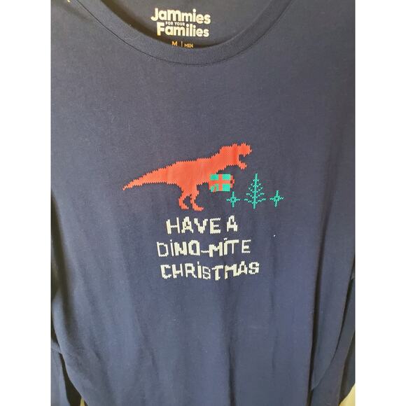Jammies for Families Have a Dino-Mite Christmas Lounge Sleeve Tee, Mens Medium - Picture 2 of 5